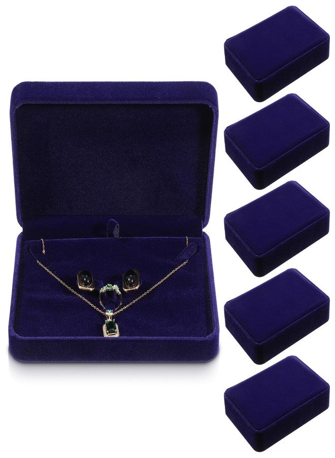 PercyEffie 6Pcs jewelry gift boxes Velvet jewelry set boxes bulk for women Bule Necklace gift box Ring Earrings Pendant large gifts box Flannel Jewely case for Traveling Wedding Engagement Birthday - Image 1